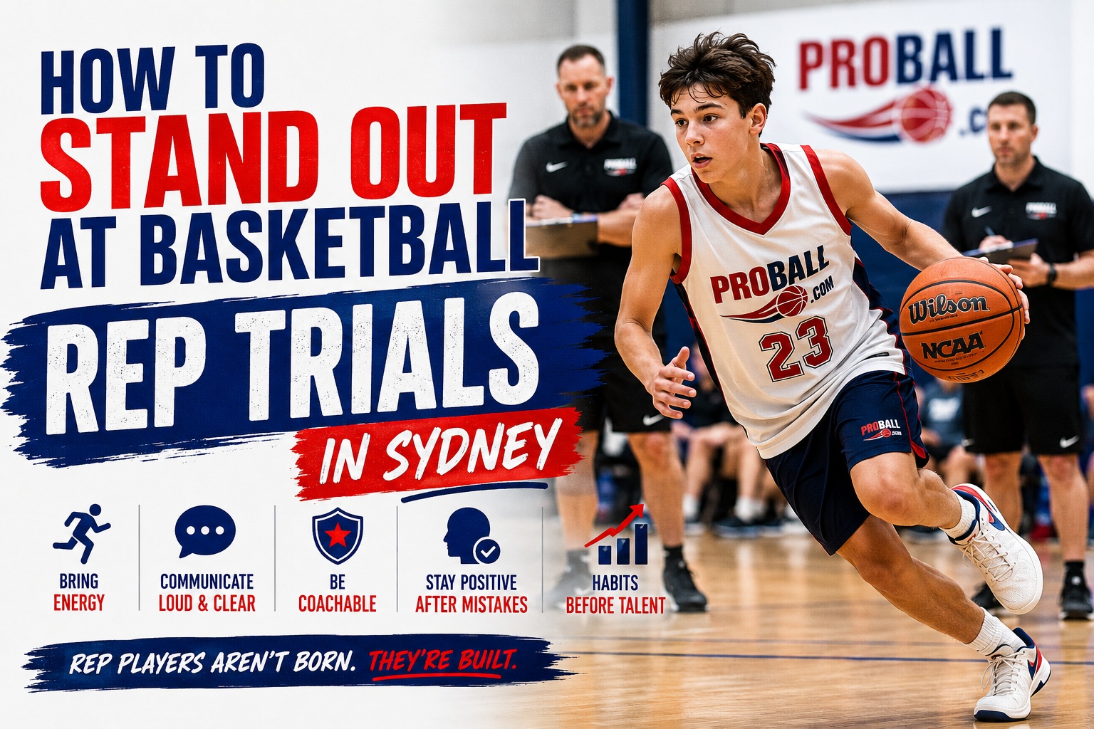 Young basketball player demonstrating the habits representative coaches look for during basketball rep trials in Sydney, including energy, coachability and communication.